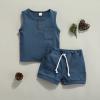 Kutterild Toddler Baby Boy Clothes Sleeveless Tank Tops Shorts Set Cute Baby Boy Summer Clothes Outfits (Dark Blue, 0-6 Months) view 2