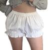 NUFIWI Women Gingham Boy Shorts Smocked Plaid Bloomers Cute Frill Ruffle Sexy Micro Shorts Bottoms Y2k Pettipants(Da21 White A,L) view 1