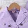 AMIMOJY Toddler Girls Suit Spring Autume Lapel Button Up Coat Long Sleeve Tops Butterfly Mesh Short Skirt Sun Hat 3Pcs Set, Purple view 2