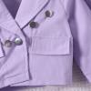 AMIMOJY Toddler Girls Suit Spring Autume Lapel Button Up Coat Long Sleeve Tops Butterfly Mesh Short Skirt Sun Hat 3Pcs Set, Purple view 3