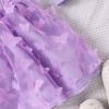AMIMOJY Toddler Girls Suit Spring Autume Lapel Button Up Coat Long Sleeve Tops Butterfly Mesh Short Skirt Sun Hat 3Pcs Set, Purple view 4