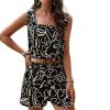 2024 Women's 2 Piece Outfits Sleeveless Floral Print Sports Suits Vest and Shorts Pants Club Party Casual Blazer Sets view 1