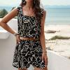 2024 Women's 2 Piece Outfits Sleeveless Floral Print Sports Suits Vest and Shorts Pants Club Party Casual Blazer Sets view 3