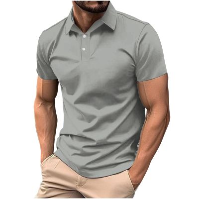 NineFit Basics Classic Polo Shirts for Men Casual Premium Short Sleeve Fitted Golf Tshirt Summer Business Collared Work Tops Lightweight Tee Gray, Large