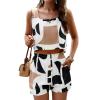 2024 Women's 2 Piece Outfits Sleeveless Floral Print Sports Suits Vest and Shorts Pants Club Party Casual Blazer Sets view 1