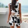 2024 Women's 2 Piece Outfits Sleeveless Floral Print Sports Suits Vest and Shorts Pants Club Party Casual Blazer Sets view 4