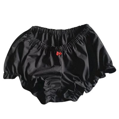 NUFIWI Women Gingham Boy Shorts Smocked Plaid Bloomers Cute Frill Ruffle Sexy Micro Shorts Bottoms Y2k Pettipants(G313 Solid Black,M)
