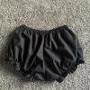 NUFIWI Women Gingham Boy Shorts Smocked Plaid Bloomers Cute Frill Ruffle Sexy Micro Shorts Bottoms Y2k Pettipants(G313 Solid Black,M) view 3
