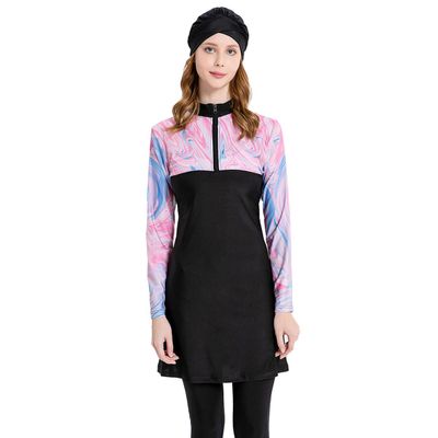 IMEKIS Muslim Swimsuits for Women: Modest Swimwear Islamic Long Sleeve Burkini Swimsuit Full Cover Hijab Swimming Suits Cap Pants Rash Guard 3 Piece Swim Sets Muslim Bathing Suits Pink Medium
