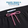 maamgic Mens Swim Trunks with Compression Liner Short Stretch Mens Bathing Suit Quick Dry Swimming Trunks Swimsuit Black Pink view 2