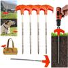 8" Screw in Tent Stakes - Ground Anchors Screw, 2024 New Screw in Tent Stakes Heavy Duty, Metal Threaded Tent Spikes, Tent Pegs Camping Stakes, Tent Stakes for Outdoor Camping (4, Red) view 1