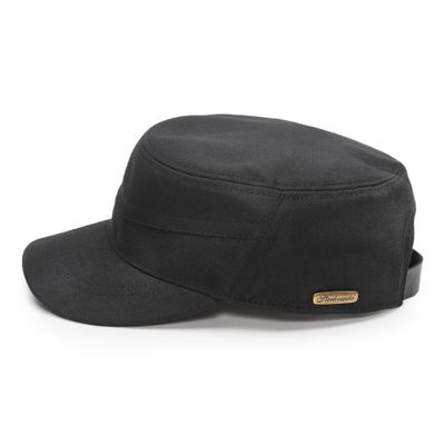 Sterkowski Model Patrol | Waxed Cotton Flat Cap for Men and Women | Army Military Golf Cadet Waterproof Casual Soldier Conductor Engineer Mechanic Garrison Trucker Watch Cabby Black 58-59 cm