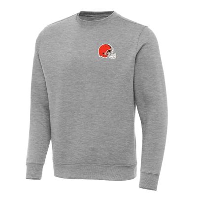 Antigua Men's Heather Gray Cleveland Browns Victory Pullover Sweatshirt