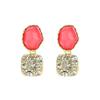 2PCS Women's Square Ear Clips Clip On Earrings,Non Pierced Earrings for Brides, Bridesmaids, Prom and Wedding (Pink Golden Ear Clips) view 1