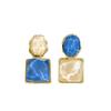 Women's Clip On Earring Water Ripple Ear Clips Non Pierced (Asymmetrical White Blue Clip On) view 1