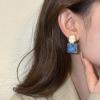 Women's Clip On Earring Water Ripple Ear Clips Non Pierced (Asymmetrical White Blue Clip On) view 4