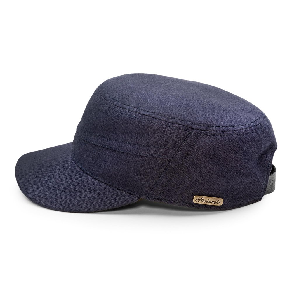 Sterkowski Model Patrol | Waxed Cotton Flat Cap for Men and Women | Army Military Golf Cadet Waterproof Casual Soldier Conductor Engineer Mechanic Garrison Trucker Watch Cabby Dark Blue 56-57 cm