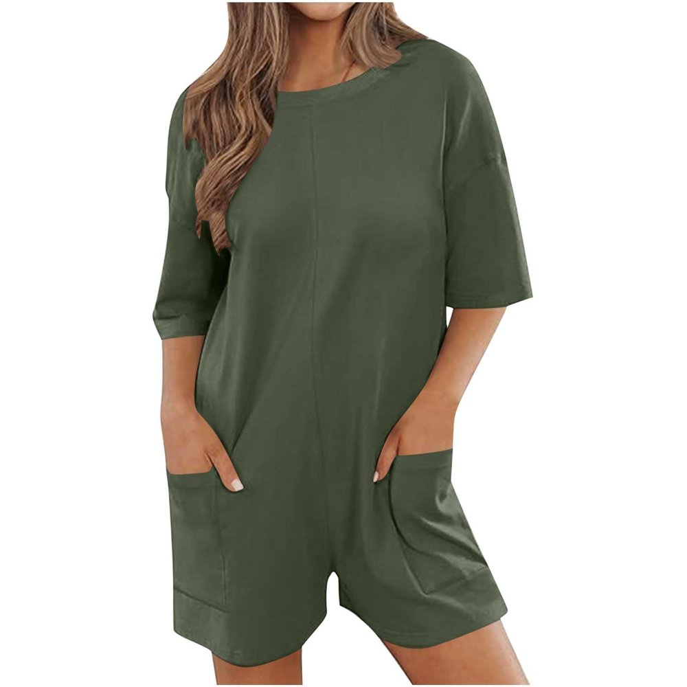 Women's Tee Rompers One Piece Shorts Jumpsuits Athletic Workout Summer Outfits Casual Loose Loungewear with Pockets