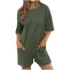 Women's Tee Rompers One Piece Shorts Jumpsuits Athletic Workout Summer Outfits Casual Loose Loungewear with Pockets view 1