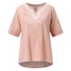 Mexican Embroidered Shirt for Women Summer Short Sleeve Ethnic Style Tops Boho Floral Print Dressy Blouse Loose Tunic view 3