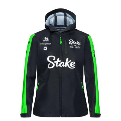 CMC Motorsports Stake F1 Kick Sauber 2024 Women's Team Rain Jacket (US, Alpha, Medium, Regular, Regular, Black)