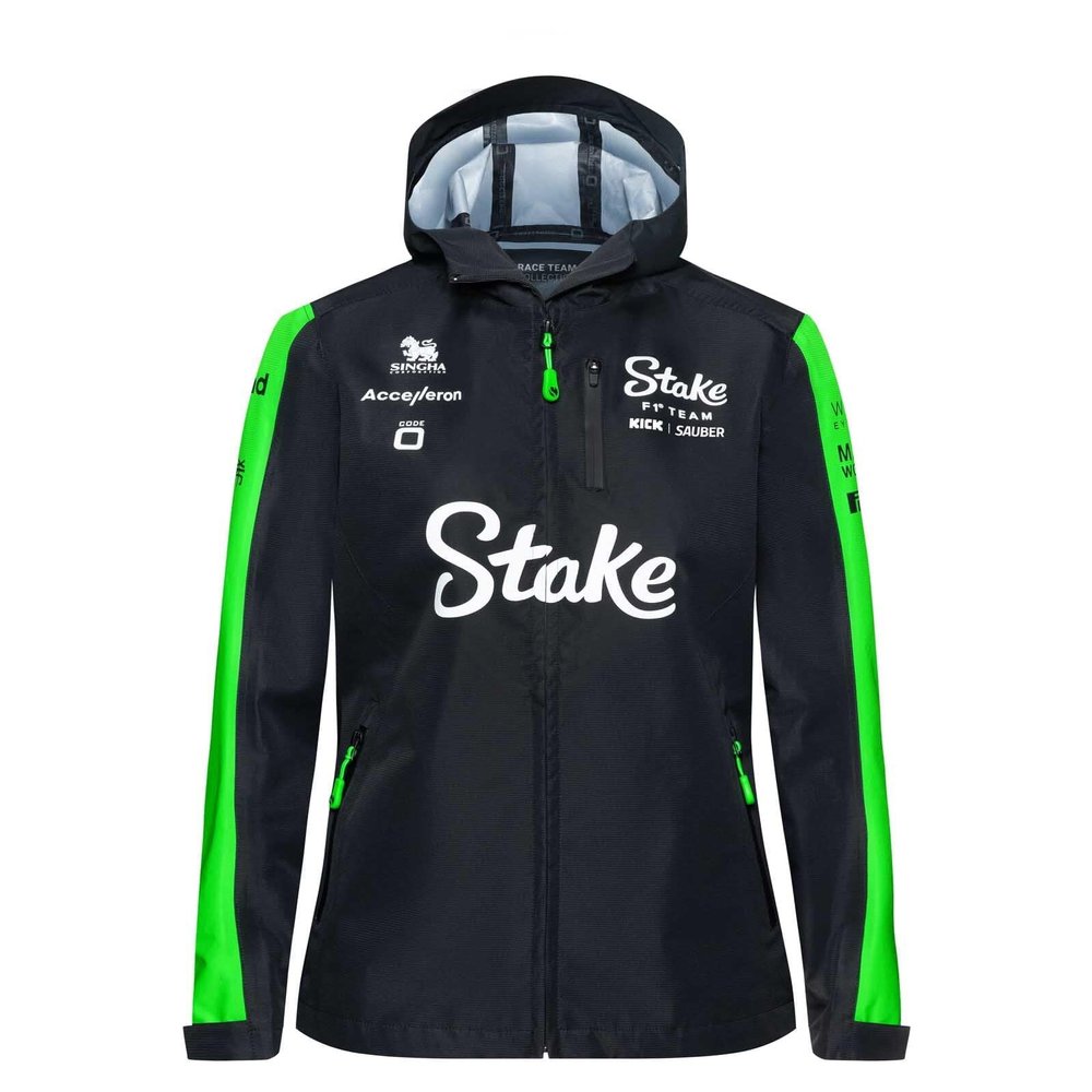 CMC Motorsports Stake F1 Kick Sauber 2024 Women's Team Rain Jacket (US, Alpha, Medium, Regular, Regular, Black)