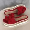 SACFOF Womens Espadrilles Slip on Wedge Sandals Casual Slides Bow Tie Platform Open Toe Summer Dressy Mules Shoes view 3