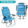 Backpack Beach Chair with Towel Bar,Cooler and Storage Pouch,5-Position Adjustable High Beach Chairs for Adults,Lightweight Folding Camping Lawn Chairs with Cup Holder,Portable Lay Flat Outdoor Chair view 3