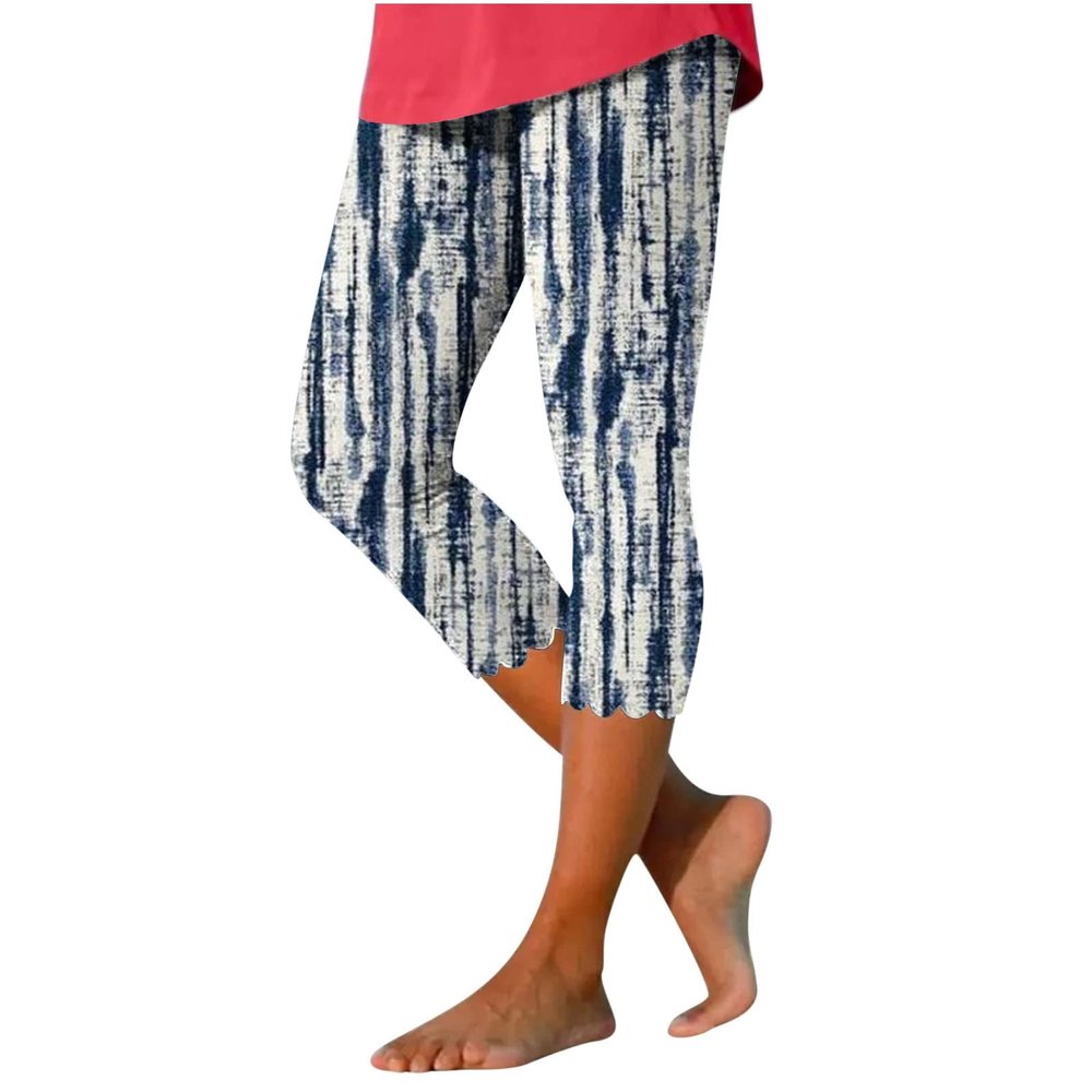 Women Capri Pants for Summer Pretty Leopard Print High Waist Yoga Pant Casual Knee Length Slim Fitting Beach Pants
