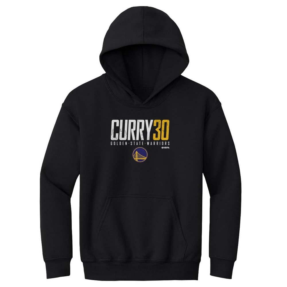 500 LEVEL Steph Curry Golden State Warriors Youth Hoodie Sweatshirt - Steph Curry Golden State Warriors Elite WHT (Black, Large)
