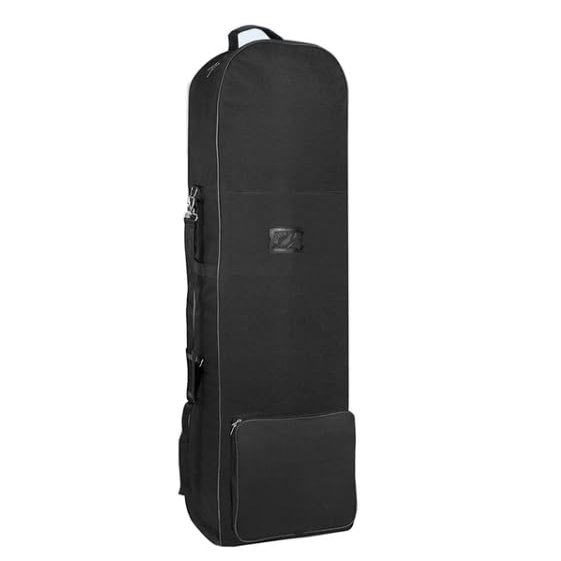 Generic Golf Club Travel Cover with Wheels, Large Capacity, 600D Fabric, Front Accessory Pockets, Black