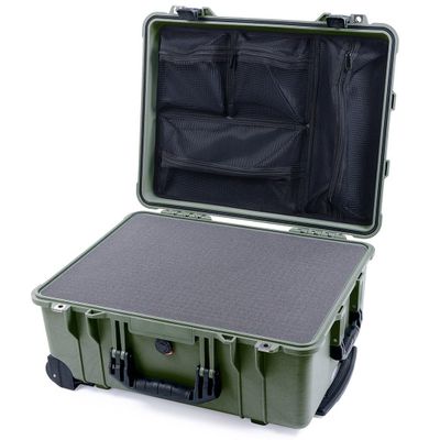 ColorCase Pelican Protector 1560 Case OD Green - Waterproof Case with Pick & Pluck Foam & Mesh Lid Organizer - Black Handles & Latches