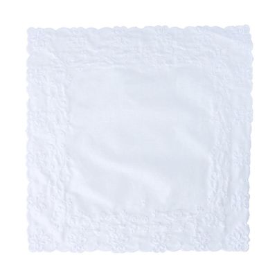 CTM Women's Butterfly and Heart Embroidered Keepsake Handkerchief, White