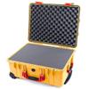 Pelican Protector 1560 Case by ColorCase - Yellow - Waterproof Case with Pick & Pluck Foam & Convoluted Lid Foam - Red Handles & Latches view 1