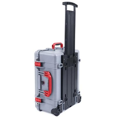 Silver Pelican Protector 1560 Case - with Pick & Pluck Foam - Red Handles & Latches.