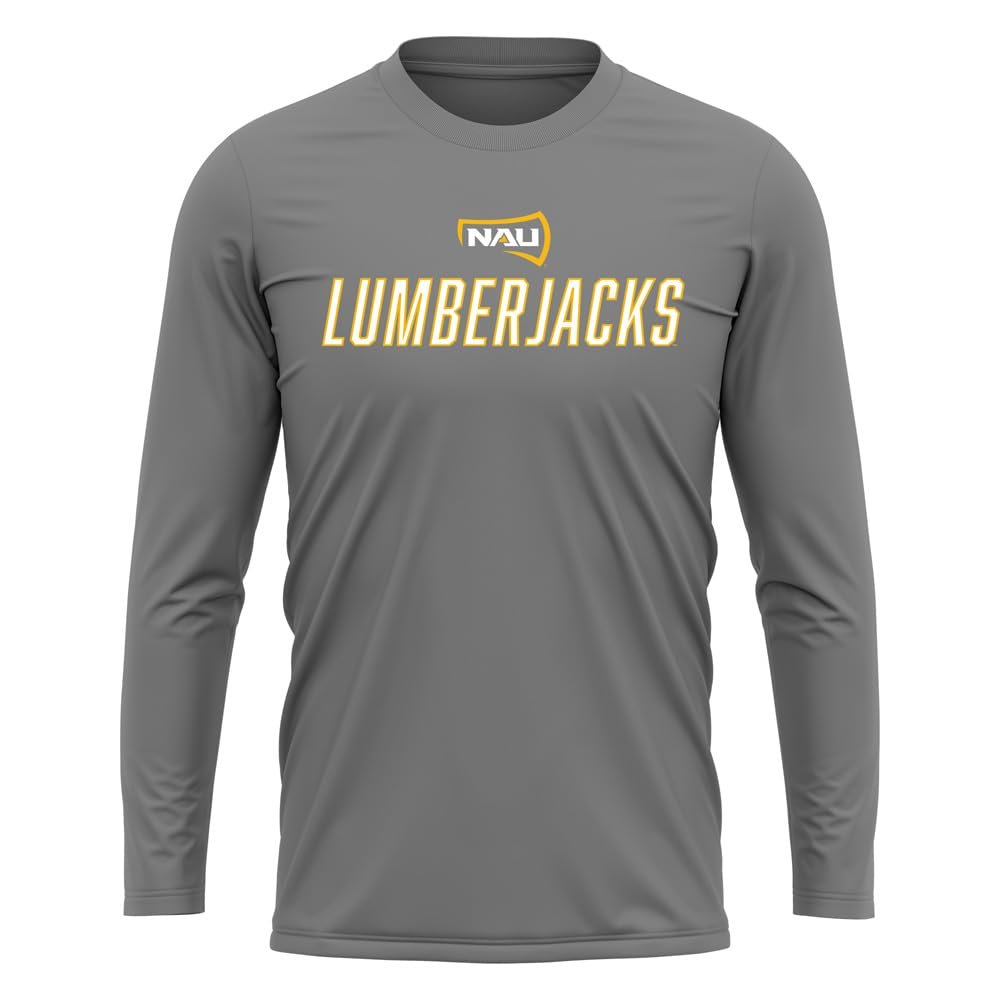 Northern Arizona University Italic Name Collegiate Men's Sport Active Long Sleeve Shirt, Charcoal, X-Large