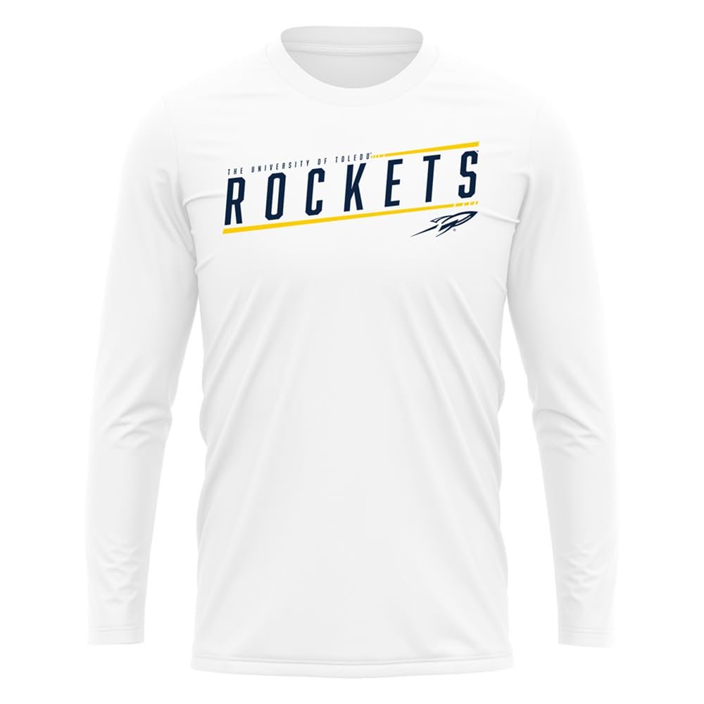 The University of Toledo Collegiate Sleek Men's Sport Active Long Sleeve Shirt, White, X-Large