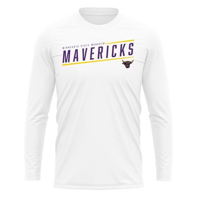 Minnesota State University Mankato Collegiate Sleek Men's Sport Active Long Sleeve Shirt, White, Small