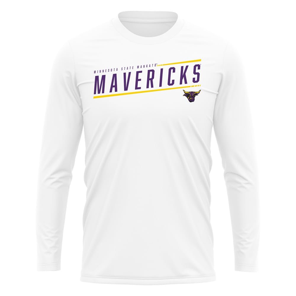 Minnesota State University Mankato Collegiate Sleek Men's Sport Active Long Sleeve Shirt, White, Small