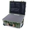 ColorCase Pelican Protector 1560 Case OD Green - Waterproof Case with Pick & Pluck Foam & Mesh Lid Organizer - Desert Tan Handles & Latches view 1