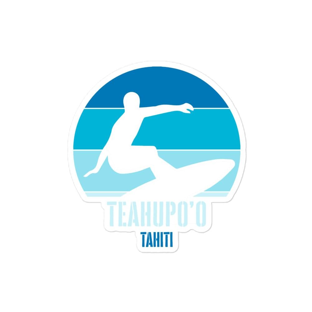 Lauranna Pacific Surfing at Teahupo'o Tahiti, Polynesian Surfer Sticker, 44, White