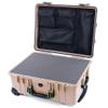 ColorCase Pelican Protector 1560 Case Desert Tan - Waterproof Case with Pick & Pluck Foam & Mesh Lid Organizer - OD Green Handles & Latches view 1
