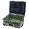 ColorCase Pelican Protector 1560 Case OD Green - Waterproof Case with Mesh Lid Organizer Only - Desert Tan Handles & Latches view 1