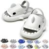 allgala Shark Slides Slippers with Backstrap Non-Slip Novelty Open Toe Sandals for Boys Girl Indoor Outdoor Comfy Cushioned Thick Sole Cute Cartoon Shower Slippers Beach Pool Shoes- Light Grey view 1
