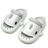 allgala Shark Slides Slippers with Backstrap Non-Slip Novelty Open Toe Sandals for Boys Girl Indoor Outdoor Comfy Cushioned Thick Sole Cute Cartoon Shower Slippers Beach Pool Shoes- Light Grey view 2