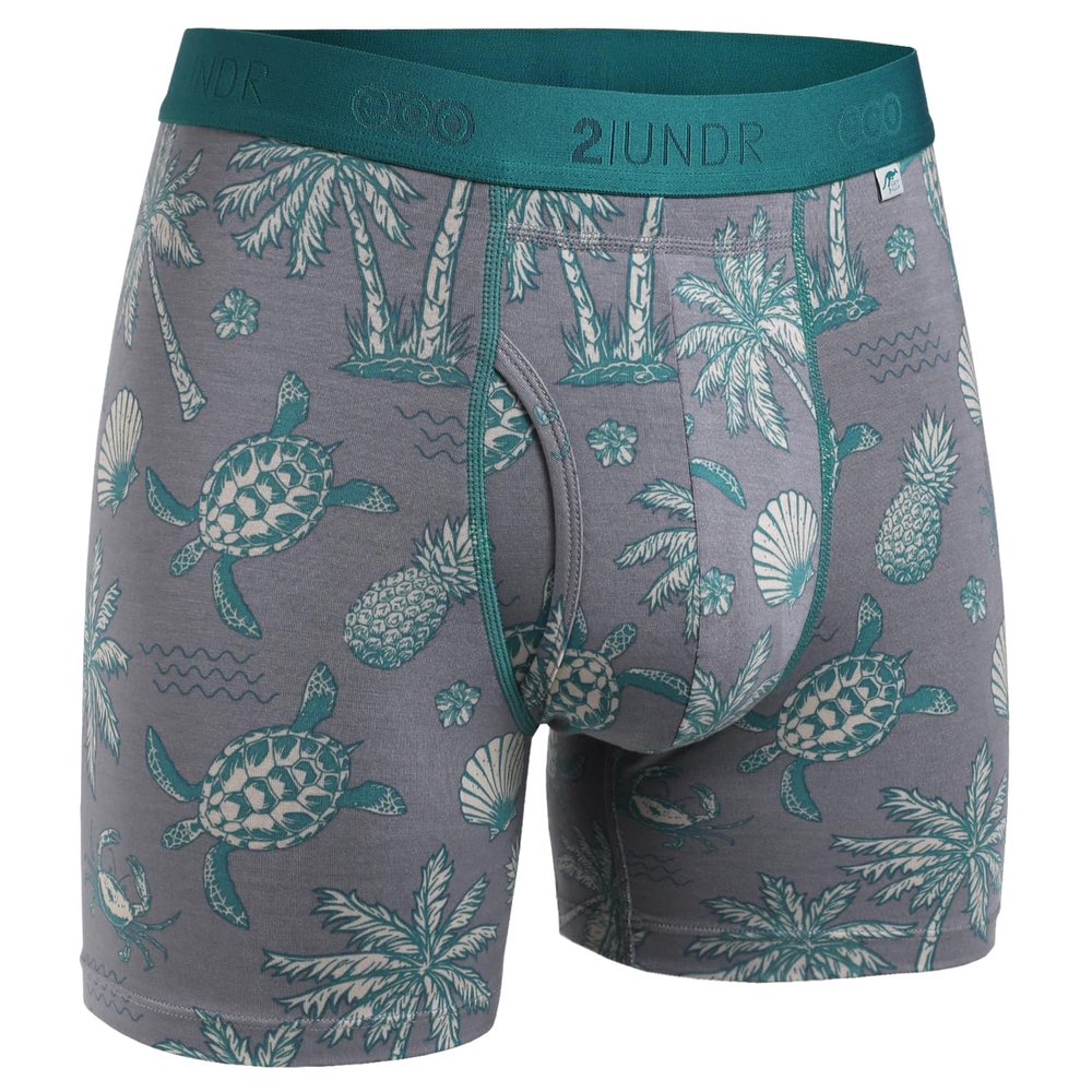 2UNDR Men's Swing Eco 6" Boxer Brief (Tortugas, Small)