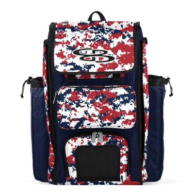 Boombah Catchers Superpack Bat Bag - PS-9024-3000C23 Digital Camo Navy/Red - Backpack Version (no Wheels)
