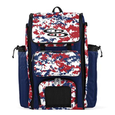 Boombah Catchers Superpack Bat Bag - PS-9024-3000C23 Digital Camo Royal/Red - Backpack Version (no Wheels)