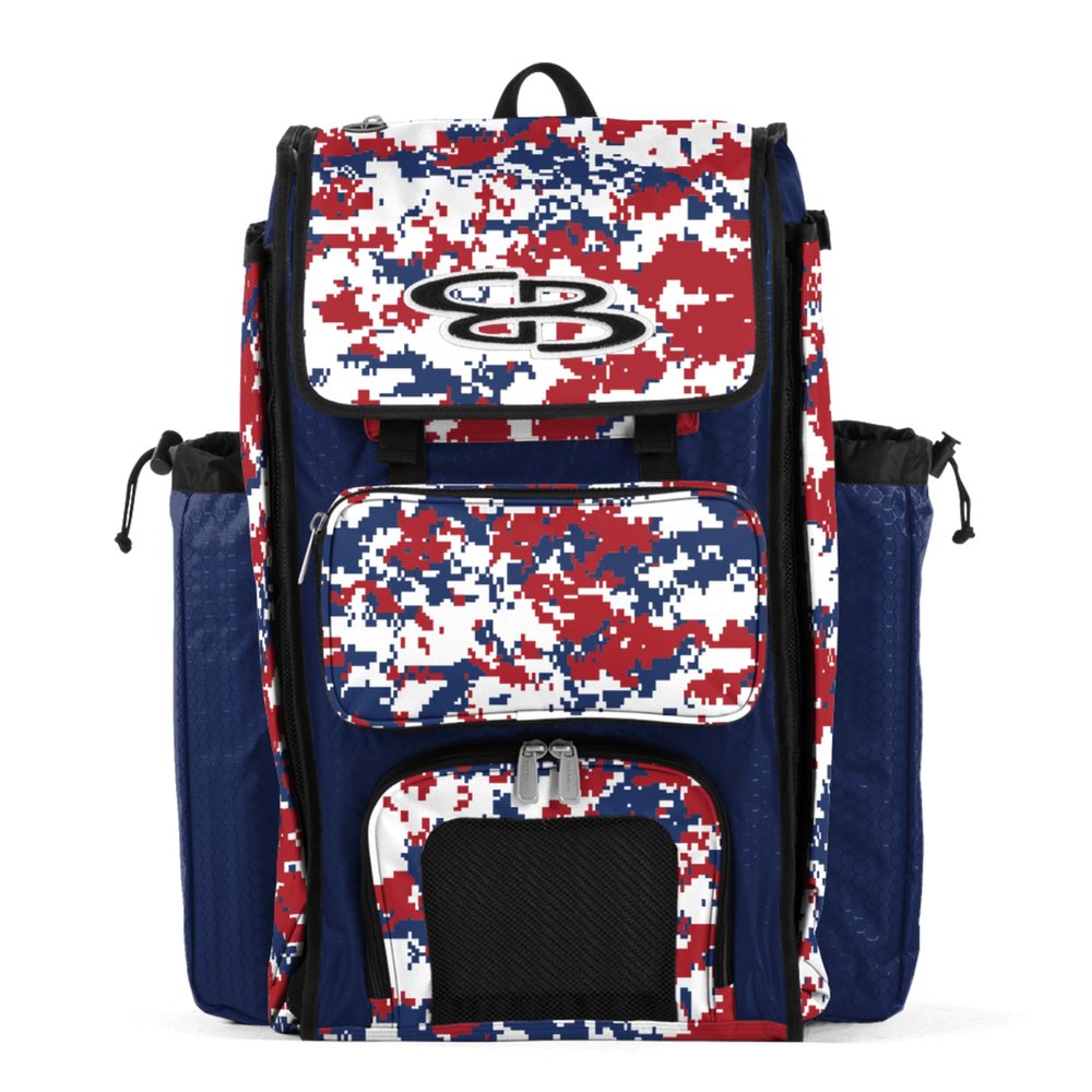 Boombah Catchers Superpack Bat Bag - PS-9024-3000C23 Digital Camo Royal/Red - Backpack Version (no Wheels)