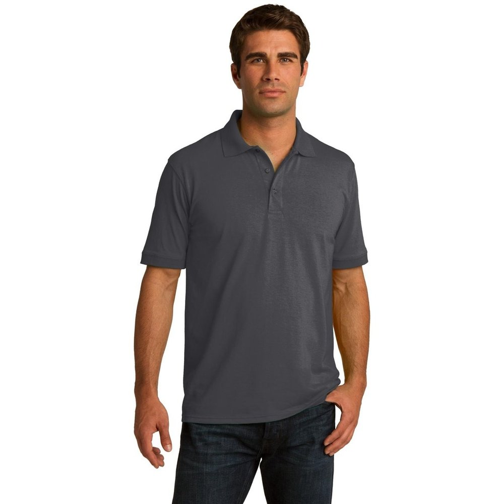 Clothe Co. Mens Short Sleeve Jersey Knit Polo Shirt, Charcoal, 6XL